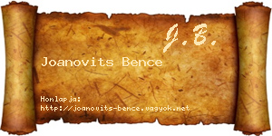 Joanovits Bence névjegykártya